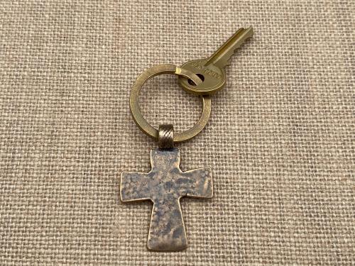 Bronze Coptic Cross Key Ring, Keyring, Antique Replica, Keyring with Cross Charm, Christian Unisex Key Ring, High Quality Cross Keyring Gift