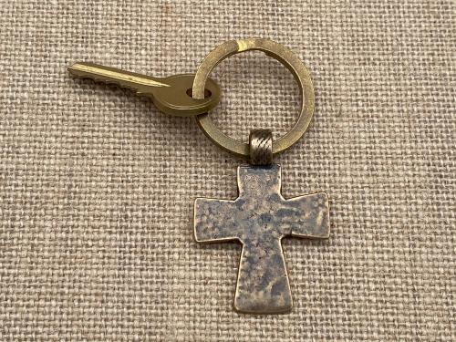 Bronze Coptic Cross Key Ring, Keyring, Antique Replica, Keyring with Cross Charm, Christian Unisex Key Ring, High Quality Cross Keyring Gift