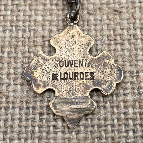 Bronze Crowned Mary with 12 Stars Medal Pendant and Necklace, Our Lady of Lourdes, French Antique Replica, Immaculate Conception, Immaculata