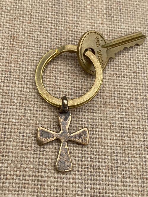 Bronze African Cross Key Ring, Antique Replica Cross, Folds to be compact, High quality solid bronze, Gift Idea for Christian, Unisex Ring