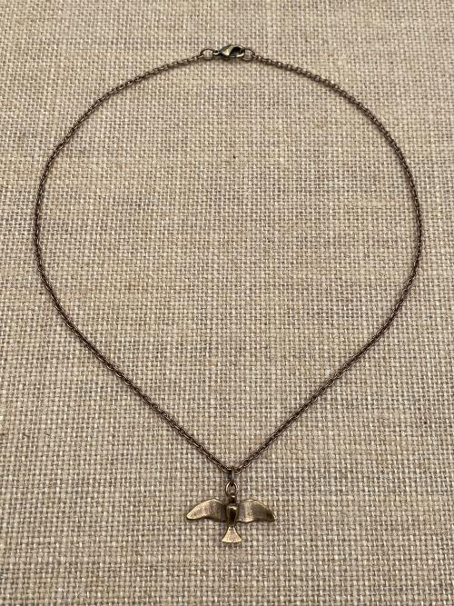 Bronze Holy Spirit Flying Dove Pendant on Necklace, Antique Replica, Cable Chain, Holy Spirit Medal, Holy Spirit Dove Necklace, Confirmation