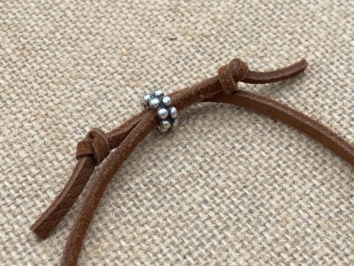 Oxidized Sterling Silver Coptic Cross Pendant on Brown Suede Lace Necklace, Adjustable Length, Slider Bead, Ethiopian Antique Replica Cross