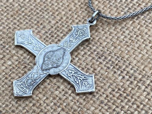 Sterling Silver St. Benedict Cross Medal Pendant, French Antique Replica, Necklace, 19th Century France, .925 Sterling Silver, Rare Cross