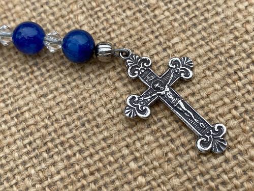 Sterling Silver St. Raphael the Archangel Chaplet, Kyanite Gemstone Prayer Beads, Angel of Healing, Saint Illness, Patron Saint of Healing