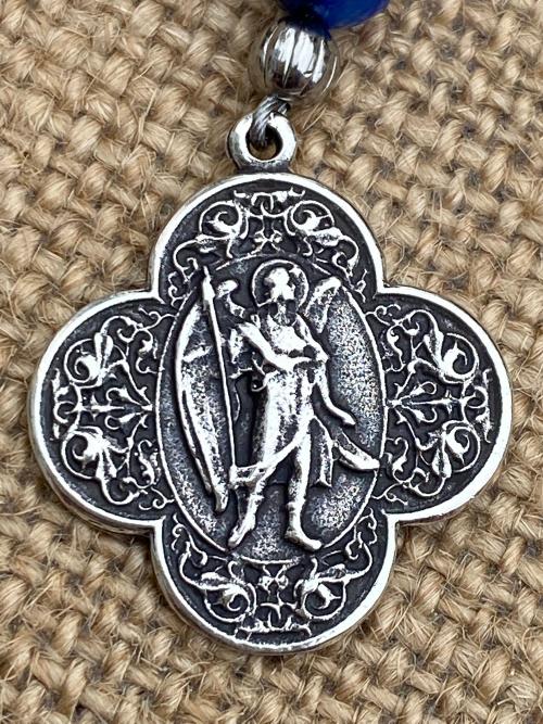Sterling Silver St. Raphael the Archangel Chaplet, Kyanite Gemstone Prayer Beads, Angel of Healing, Saint Illness, Patron Saint of Healing