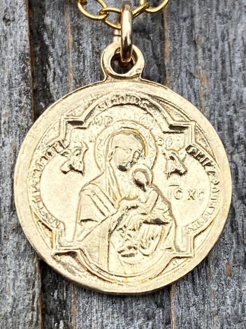 Gold St Gerard Majella Medal, Necklace, French artist Penin, Antique Replica, Patron Saint of Expectant Mothers, Patron Saint of Fertility