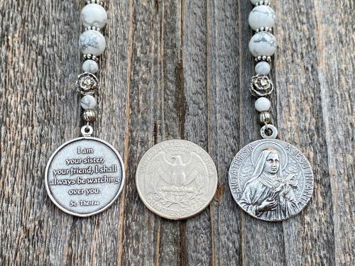 Sterling Silver St Thérèse of Lisieux Chaplet, The Little Flower Chaplet, Chaplet of Saint Theresa, The Little Saint Rosary, Antique Replica