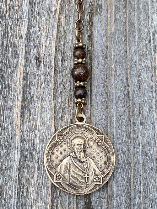 Bronze Rearview Mirror Rare St Francis de Sales & St Jane de Chantal Antique Replica Medal, French Antique Replica Artists Penin Poncet Lyon