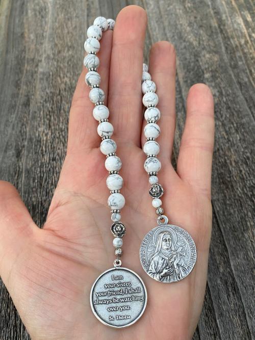 Sterling Silver St Thérèse of Lisieux Chaplet, The Little Flower Chaplet, Chaplet of Saint Theresa, The Little Saint Rosary, Antique Replica