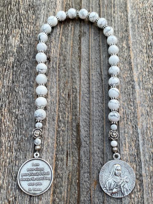 Sterling Silver St Thérèse of Lisieux Chaplet, The Little Flower Chaplet, Chaplet of Saint Theresa, The Little Saint Rosary, Antique Replica