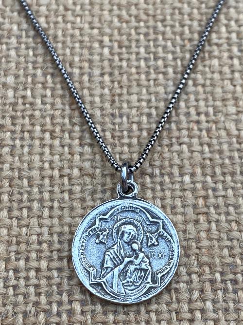 Sterling Silver St Gerard Majella Medal Pendant Necklace, French artist Penin, Antique Replica, Patron Saint of Expectant Mothers, Fertility