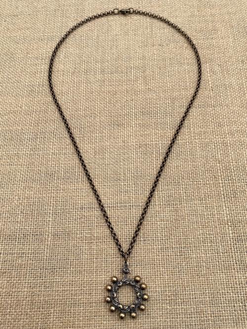 Bronze Rose Themed, Finger Rosary Ring, Necklace, French Antique Replica, Rosary Ring Pendant, Cross with Roses, Bronze Dizainier on Chain