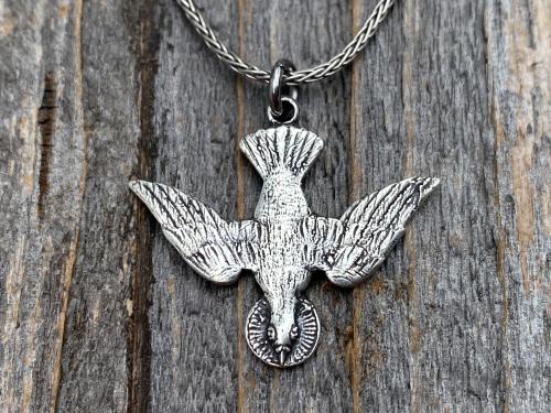 Sterling Silver Holy Spirit Dove Necklace, Descending Dove Pendant, Antique Replica, Descending Holy Spirit Pendant, Confirmation Necklace