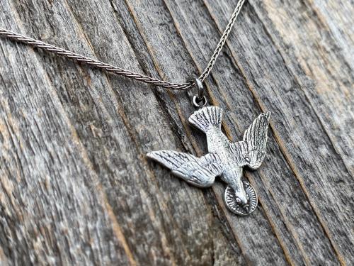 Sterling Silver Holy Spirit Dove Necklace, Descending Dove Pendant, Antique Replica, Descending Holy Spirit Pendant, Confirmation Necklace