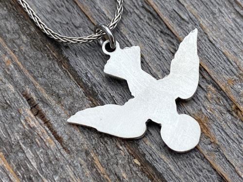 Sterling Silver Holy Spirit Dove Necklace, Descending Dove Pendant, Antique Replica, Descending Holy Spirit Pendant, Confirmation Necklace