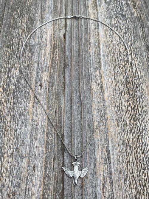 Sterling Silver Holy Spirit Dove Necklace, Descending Dove Pendant, Antique Replica, Descending Holy Spirit Pendant, Confirmation Necklace