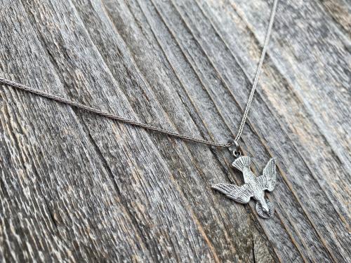 Sterling Silver Holy Spirit Dove Necklace, Descending Dove Pendant, Antique Replica, Descending Holy Spirit Pendant, Confirmation Necklace