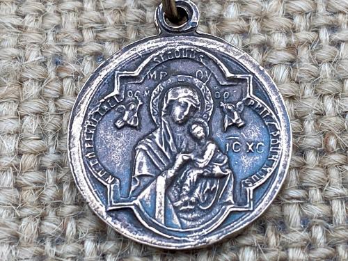 Bronze Saint Gerard Majella Medal Pendant Necklace, French Antique Replica, Artist Penin, Patron Saint of Expectant Mothers, of Fertility