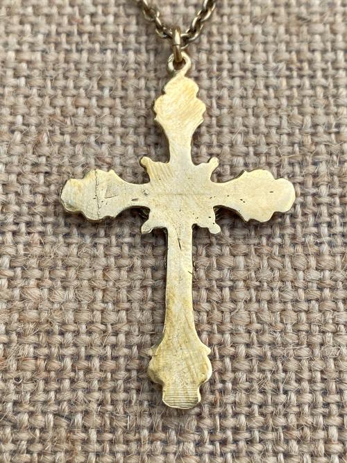 Gold Crucifix Pendant, Antique Replica, Gold Crucifix Necklace, Elegant Vintage Crucifix, Cable Chain Necklace, Dressy Gold Crucifix Pendant