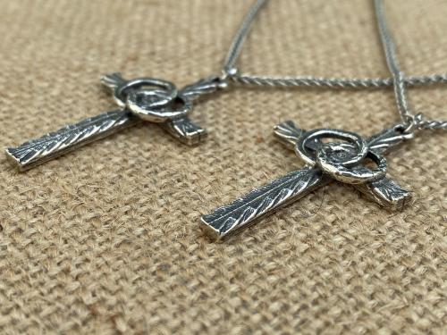 Sterling Silver Marriage Cross Wedding Rings Antique Replica Necklace Marriage Wedding Gift Christian Bride Groom Husband Wife Unisex Chain