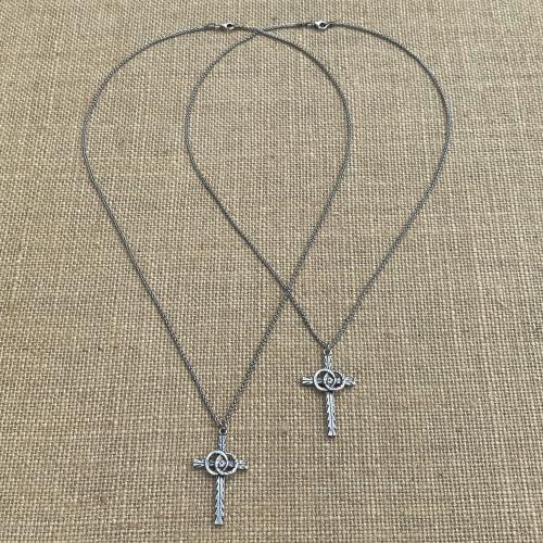 Sterling Silver Marriage Cross Wedding Rings Antique Replica Necklace Marriage Wedding Gift Christian Bride Groom Husband Wife Unisex Chain