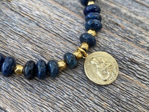 Gold St Gerard Majella Medal Bracelet, French artist Penin, Antique Replica, Patron Saint of Expectant Mothers, Patron Saint of Fertility