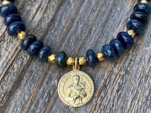 Gold St Gerard Majella Medal Bracelet, French artist Penin, Antique Replica, Patron Saint of Expectant Mothers, Patron Saint of Fertility