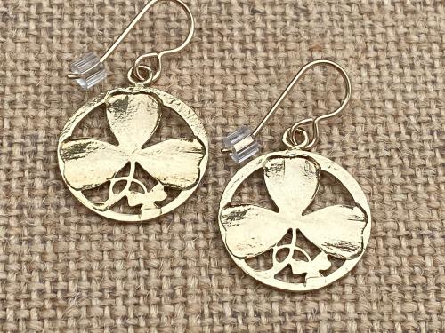 Gold Shamrock Earrings, St Patrick Doctrine of Trinity Earrings, Shamrocks on French Hooks, Antique Replicas, Irish Catholic Earrings