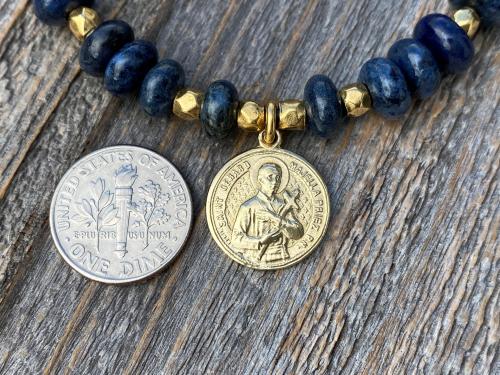 Gold St Gerard Majella Medal Bracelet, French artist Penin, Antique Replica, Patron Saint of Expectant Mothers, Patron Saint of Fertility