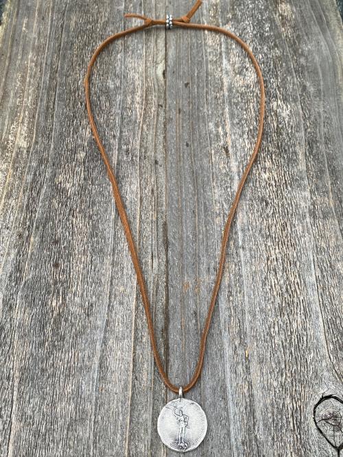 Add Suede Lace with Slider Bead to any Pendant, Adjustable Length Leather Cord, Sterling Silver - Bronze - Gold Bronze Bead, Antique Replica
