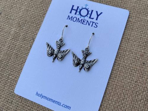 Sterling Silver Holy Spirit Dove Earrings, Antique Replica Doves, Descending Dove Earrings, Sterling Silver French Hook Wires, Holy Ghost