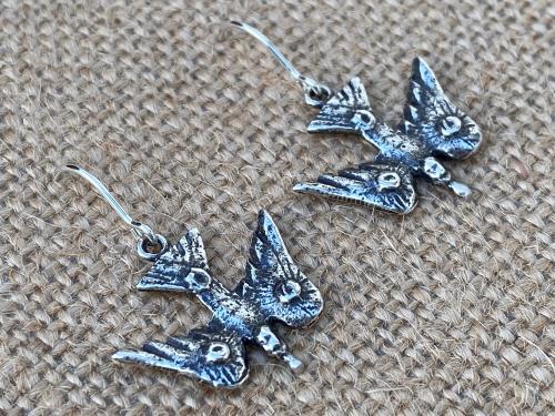 Sterling Silver Holy Spirit Dove Earrings, Antique Replica Doves, Descending Dove Earrings, Sterling Silver French Hook Wires, Holy Ghost