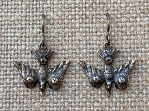 Bronze Holy Spirit Dove Earrings, Antique Replica Doves, Descending Dove Earrings, Holy Ghost Earrings, Holy Spirit Jewelry, Dangling Doves