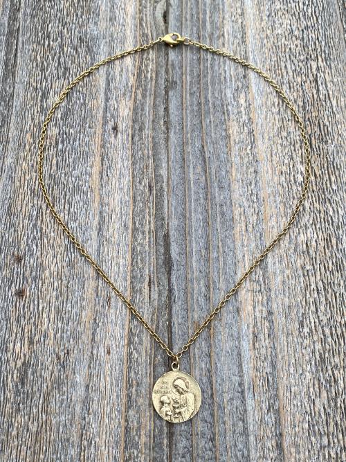 Antique Gold First Communion Medal Pendant Necklace, Antique Replica, 1st Communion Necklace, Eucharist Necklace, First Communion Jewelry