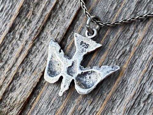 Sterling Silver Holy Spirit Dove Necklace, Descending Dove Pendant, Antique Replica, Descending Holy Spirit Pendant, Confirmation Necklace