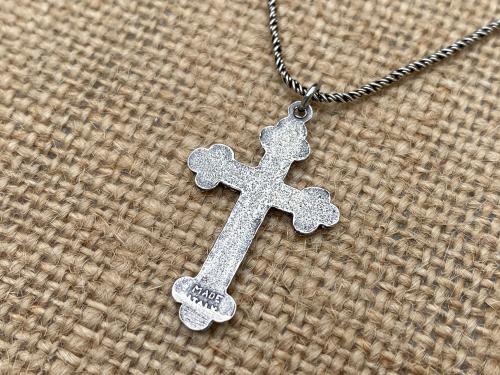 Sterling Silver Petite Crucifix Pendant Necklace, Antique Replica, .925 Sterling Silver Small Crucifix Pendant, Jesus on Cross Medal, Corpus