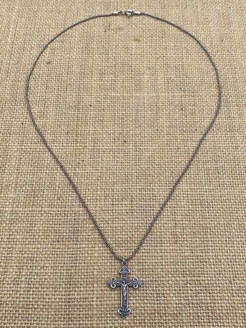 Sterling Silver Petite Crucifix Pendant Necklace, Antique Replica, .925 Sterling Silver Small Crucifix Pendant, Jesus on Cross Medal, Corpus