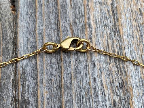 Antique Gold Plated The Infant Jesus of Prague Medal Pendant Necklace, Antique Replica, Signed C Charl, Saint Enfant Jesus De Prague, French