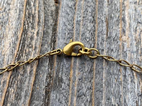Antique Gold St Charbel Makhlouf Medal Pendant Necklace, Replica of Rare Saint Sharbel Charm, Lebanese Saint, Miraculous Healing Intercessor