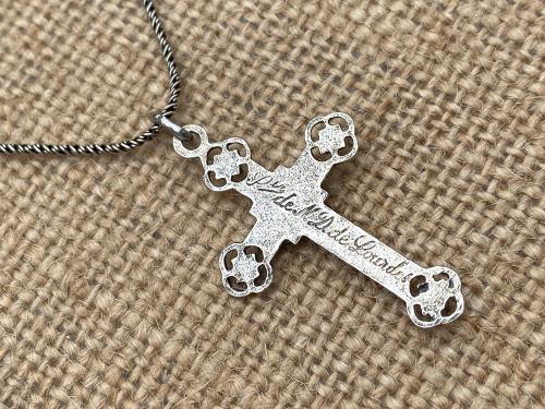 Sterling Silver Antique Replica French Crucifix, Souvenir of Lourdes, Pendant Necklace, Crucifix Cross from France, Notre Dame de Lourdes