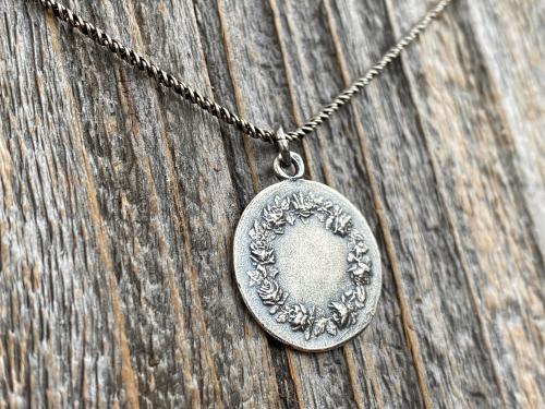 Fertility Saint Colette of Corbie Sterling Silver Medal and Necklace, By French Artist Tricard, Antique Replica, Patron Saint of Fertility