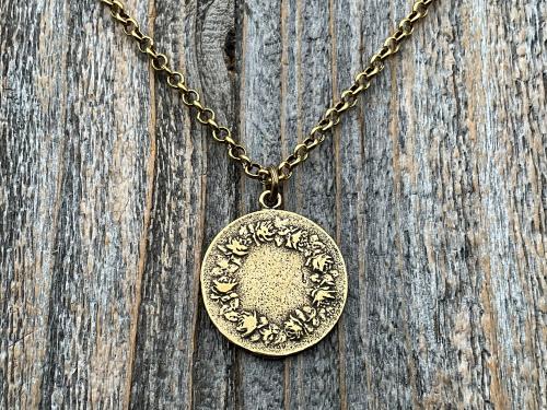 Antique Gold Jesus Christ Medallion Pendant, French Antique Replica, Signed by Louis Tricard, Latin Christus Salvator - Christ the Savior