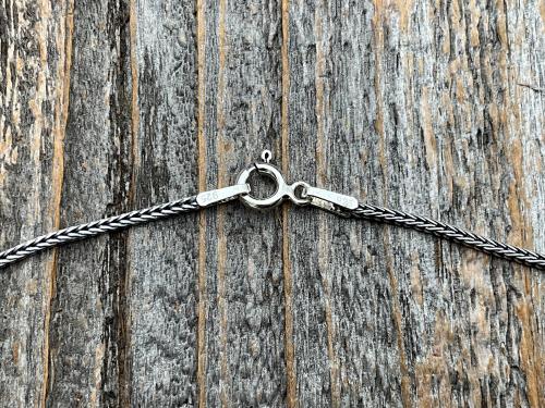 Sterling Silver Sacred Heart of Jesus Crucifix, Pendant Necklace, Antique Replica, Large Sterling Silver Crucifix, Big Sacred Heart Pendant