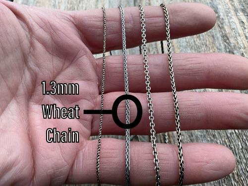 17 inch Oxidized Sterling Silver Chain Necklace, .925 Sterling Silver Wheat Chain Necklace, Custom made hard to find 17 inch chain length