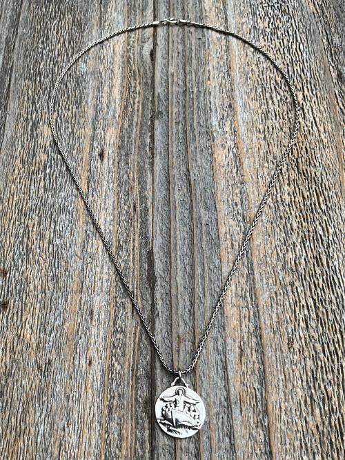 Sterling Silver Jesus Calms the Storm Medallion Necklace, Antique Replica of One of a Kind Pendant, Hand Engraved "My Jesus Calm the Storm"