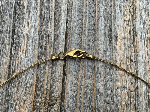 Antique Gold Our Lady Untier of Knots Medallion on Necklace, Antique Replica of French Our Lady Undoer of Knots Marian Devotion Pendant