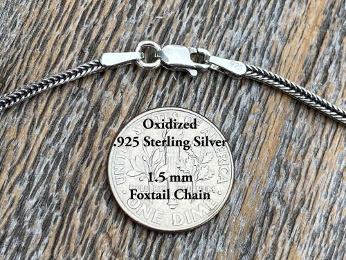 Oxidized .925 Sterling Silver Chain Necklace - Various Styles or Types, Thickness and Length Options - Wheat, Box, Cable, or Foxtail Chains