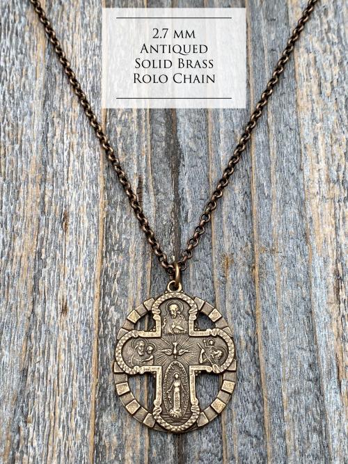 Oxidized SOLID Brass Necklace, Solid Antiqued Brass 2.7mm Rolo Chain or 2x3mm Cable Chain, Custom Any Length Necklace with Lobster Clasp