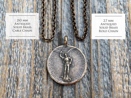 Oxidized SOLID Brass Necklace, Solid Antiqued Brass 2.7mm Rolo Chain or 2x3mm Cable Chain, Custom Any Length Necklace with Lobster Clasp