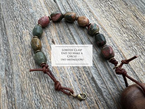 Palm Crucifix Single Decade Rosary, Walnut ByRon PalmCross with Engraved Crucified Christ, Hand Engraved and Artisan Handmade